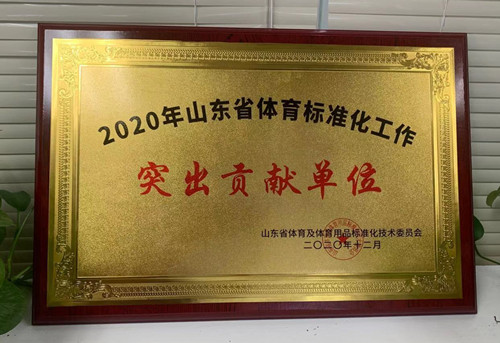 恭喜BIBO必博官网体育荣获山东省体育及体育用品标准化技术委员会授予“突出贡献单位”荣誉称号